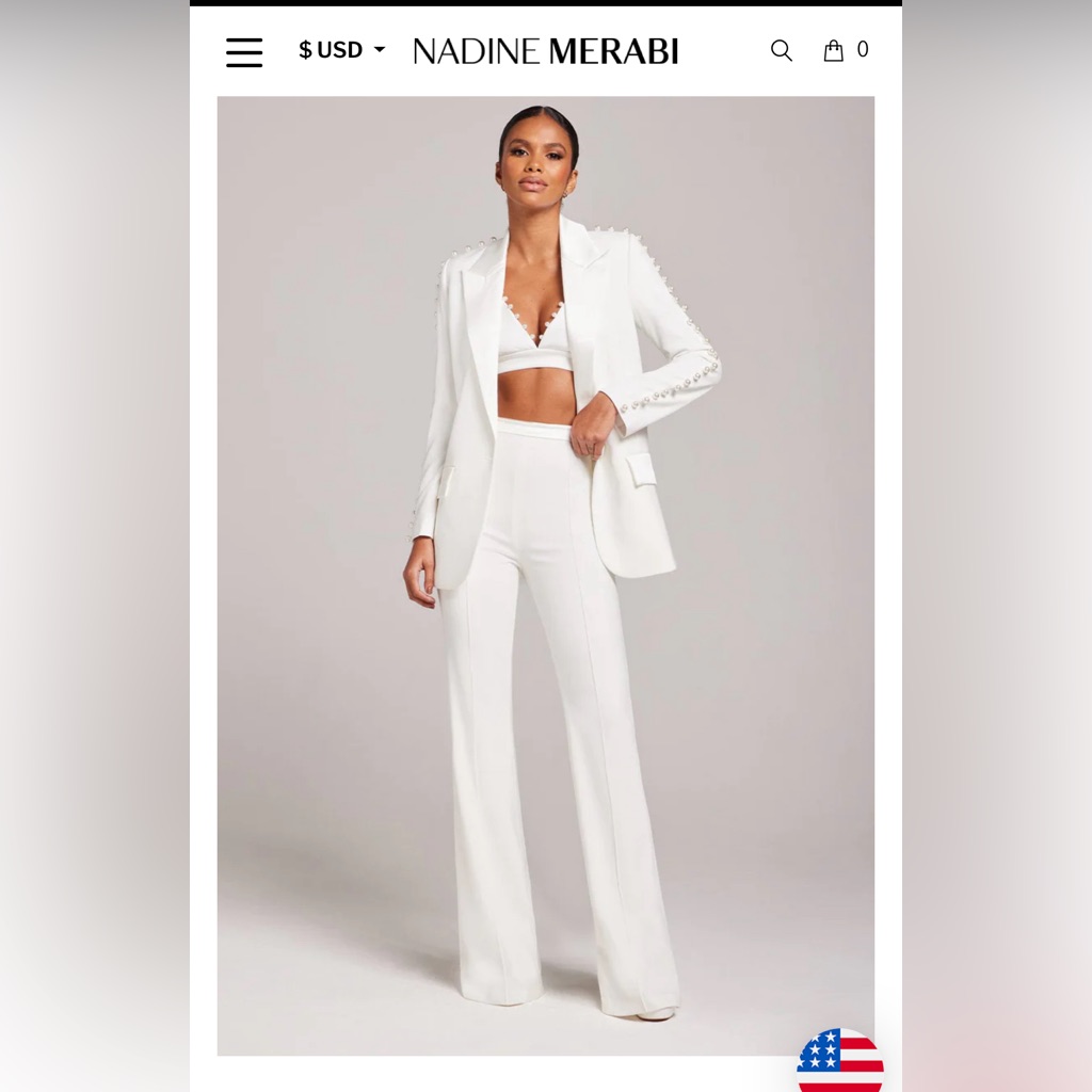 Nadine Merabi Charlotte White Pants (S) And Blazer (Xs)